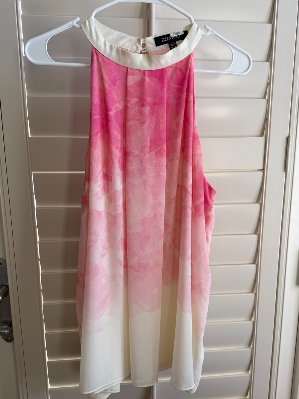 Ellen Tracy Pink and Cream Ombre Sleeveless Top with Cream White Neck Size XL